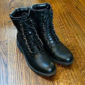 CHARLOTTE RUSSE MOTO COMBAT LACE UP BOOTS
